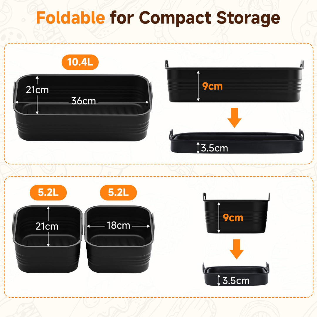 Alyvisun Silicone, 3PCS Airfryer Liners Foldable Baking Trays Reusable Rack Versatile Accessories Baskets Rectangle Inserts for 10L/10.4L Air Fryer