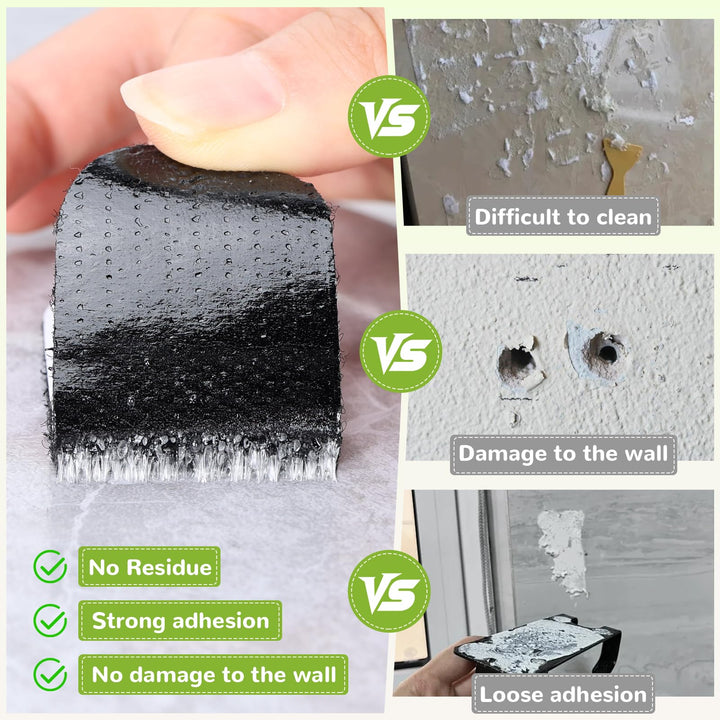 VynyQoo 12 Sets Hook and Loop Tape Self Adhesive， Durable & Removable Strong Double Sided Tape, Self Adhesive Mounting Tape for DIY Home, Office, Kitchen, Car Decoration (Black)