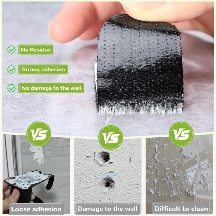VynyQoo 22 Sets Strong Double Sided Tape, Durable & Removable Hook and Loop Tape Self Adhesive, Self Adhesive Mounting Tape for DIY Home, Office, Kitchen, Car Decoration (Black)