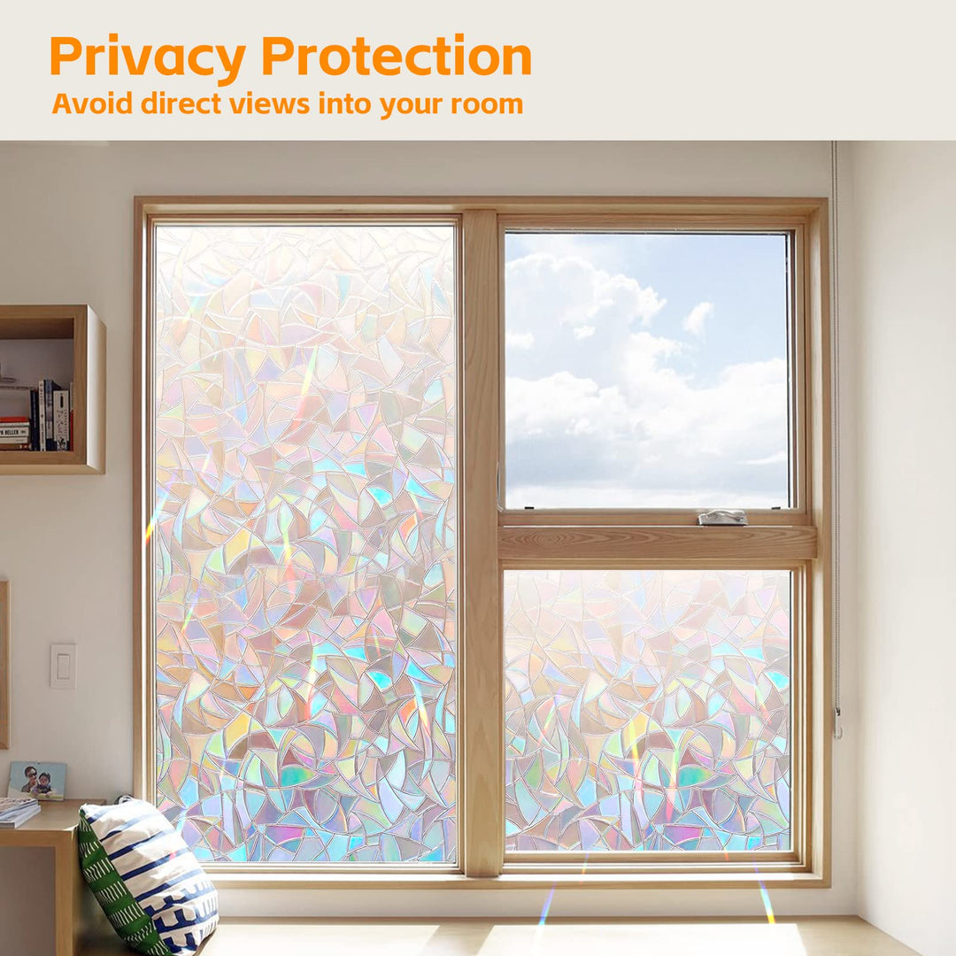 Alyvisun Rainbow Window Film Easily Removable Privacy Film for Glass Windows [44.5x220cm, Wider & Longer], Self-adhesive Window Privacy Film with Static Cling for Home Decoration