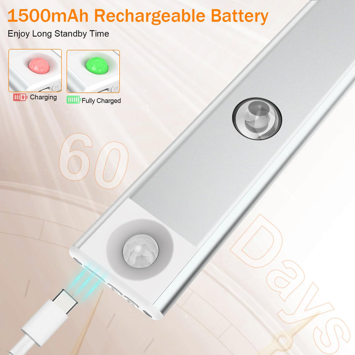 Alyvisun 60CM Rechargeable LED Under Cabinet Light [Cat Eye Hill Corrugated Illumination] with Motion Sensor– Magnetic Installation, 3 Adjustable Colour Temperatures & Stepless Dimming [Energy Class A]