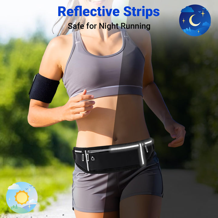 Alyvisun Running Belt, Adjustable Elastic Strap Waistpacks Waterproof Fitness Money Belt Large Capacity Running Bum Bag for Workouts, Exercise, Cycling, Walking, Travel & Outdoor Activities