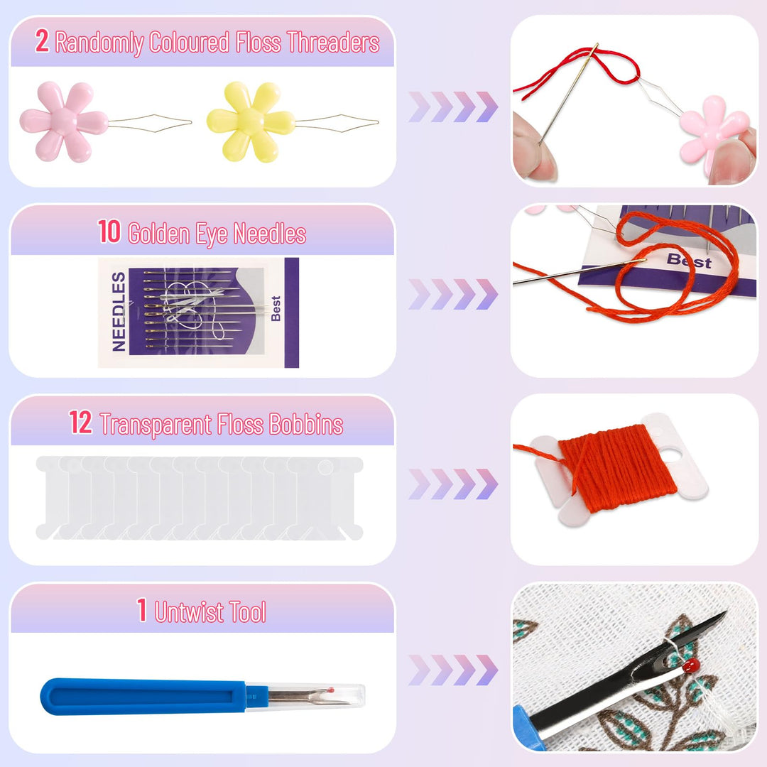 VynyQoo 120PCS Embroidery Threads Kits, 8m (6 Strand) Cross Stitch Threads, 102 Colours Embroidery Floss for Embroidery, DIY Crafts & Sewing Projects – Ideal for Adults & Beginners