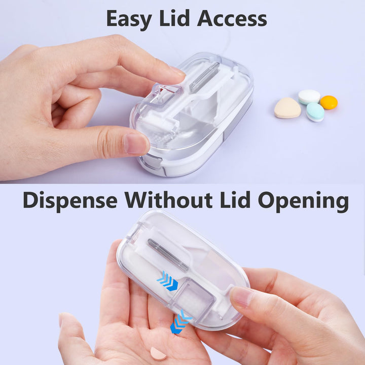 Alyvisun Pill Cutter for Small or Large Pills, Portable Pill Splitter & Tablet Cutter, V-Shaped Cutting with Grinding, Auto Slides Out Pill, Safety Blade Guard & Sliding Storage (Transparent)