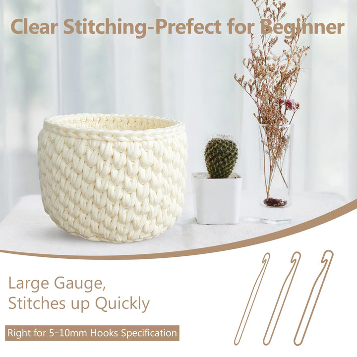 VynyQoo Tshirt Yarn for Crocheting, Crochet Yarn 105m 300g, Chunky Knitting Yarn, Width 2cm Elastic T-Shirt Yarn for Beginners to Crochet Bag, Blanket, Basket, DIY Projects, Home Decor (White)