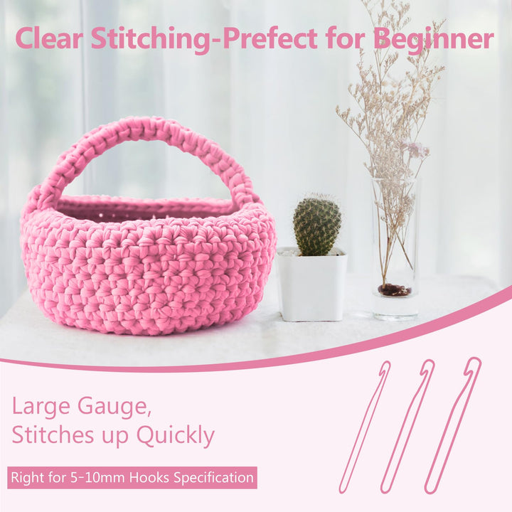 VynyQoo Tshirt Yarn for Crocheting, Crochet Yarn 105m 300g, Chunky Knitting Yarn, Width 2cm Elastic T-Shirt Yarn for Beginners to Crochet Bag, Blanket, Basket, DIY Projects, Home Decor (Pink)