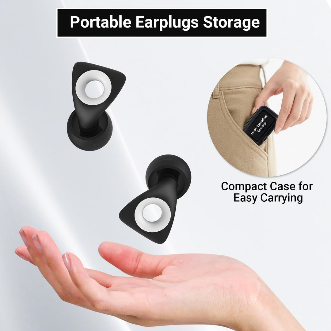 Alyvisun Noise Cancelling Ear Plugs for Sleeping, Soft Silicone Sleep Earplugs, Reusable Earplug for Concert, Deep Focus, Studying, Traveling-Black (S/L)