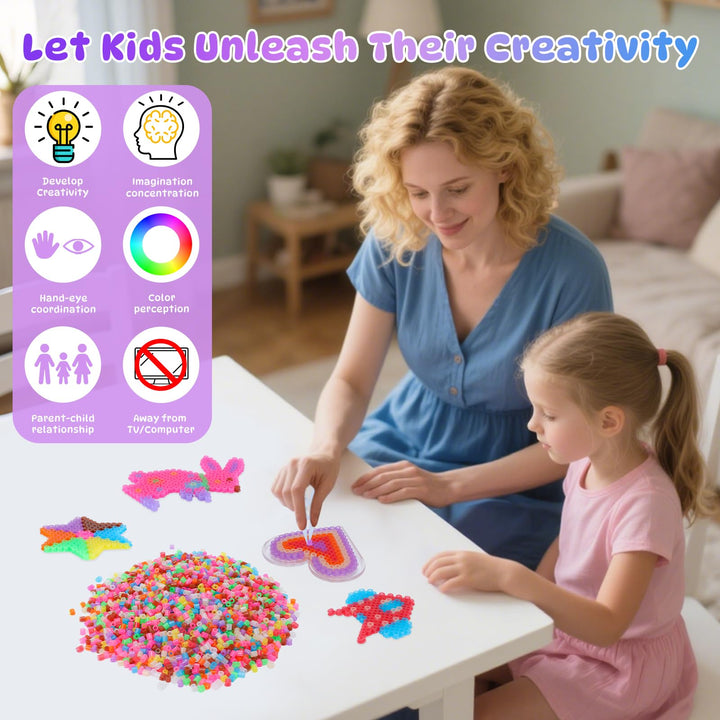 VynyQoo Glitter Iron Beads, 3200pcs 11 Colors Fuse Beads, 5mm Iron Beads for Kids 6+DIY Beads Set, Arts and Crafts Gifts for Birthday, New Year, Thanksgiving