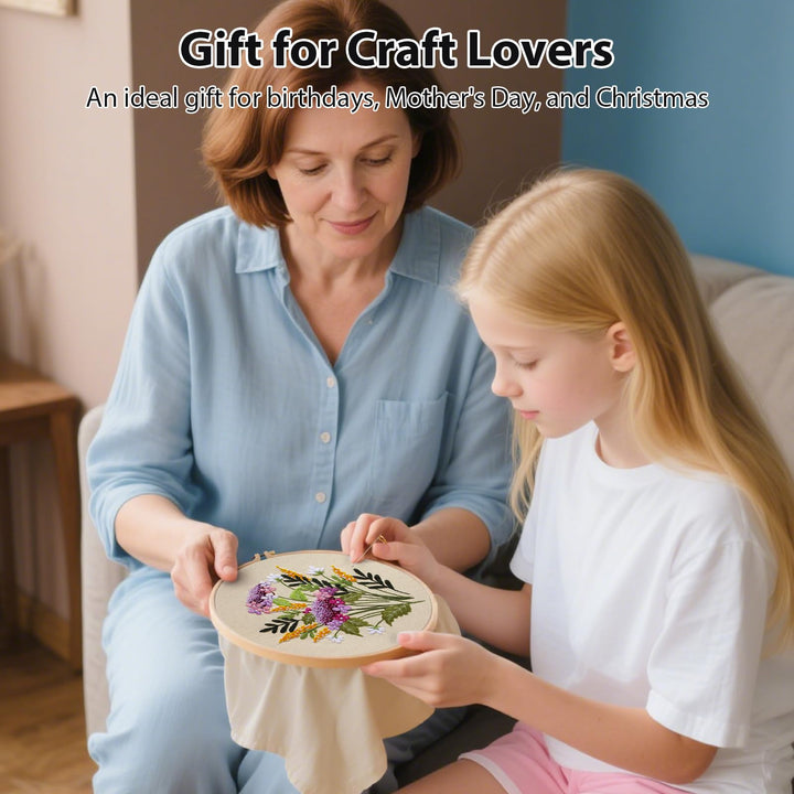 VynyQoo 4pcs Embroidery Kits Flower, Embroidery Kit for Beginners, Embroidery Starter Kit Adults, Stamped Embroidery kit with Flower Pattern, DIY Craft Embroidery with Video Tutorial Instruction