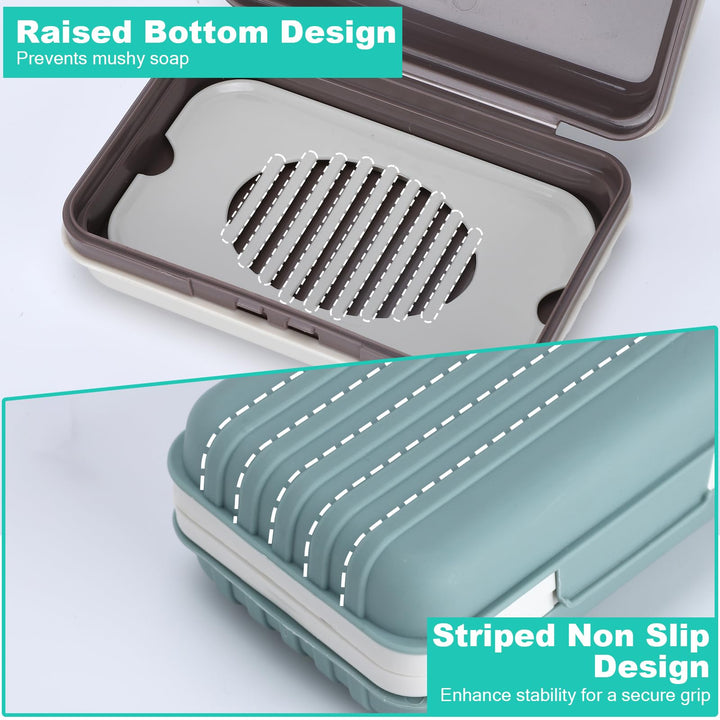 Alyvisun Portable Dish, Green & White, Soap Box with Draining Board