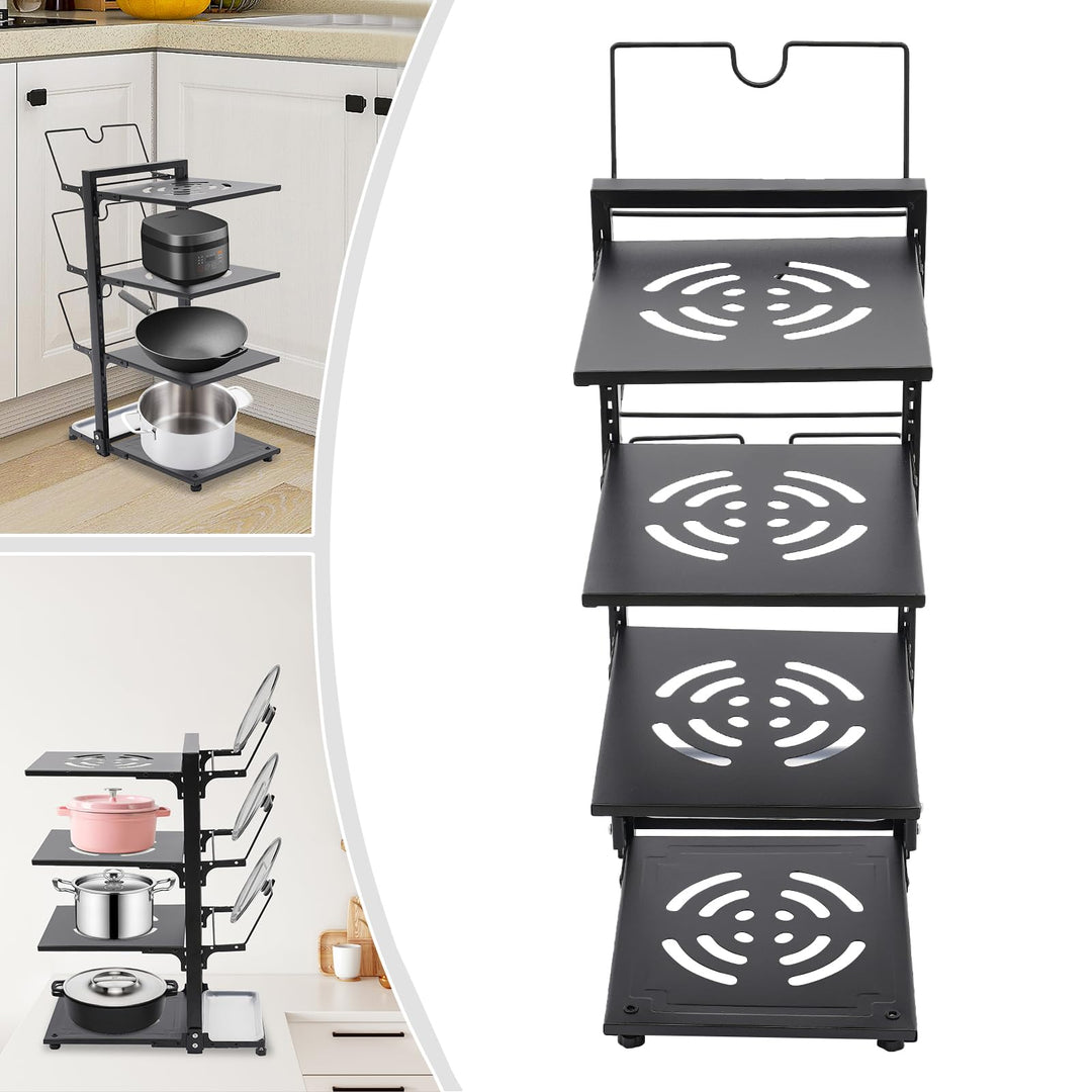Kitchen Shelves Household Multi-layer Put Pot Rack Multifunctional Countertop Under the Sink Cabinet Kitchen Storage Racks(Black)
