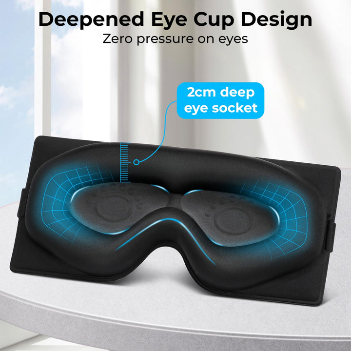 Alyvisun Blackout Sleep Mask, Deepen Eye Contour, [Zero Pressure & Breathable] 3D Eye Mask for Sleeping with Adjustable Strap, for Travel, Home, Nap, Black