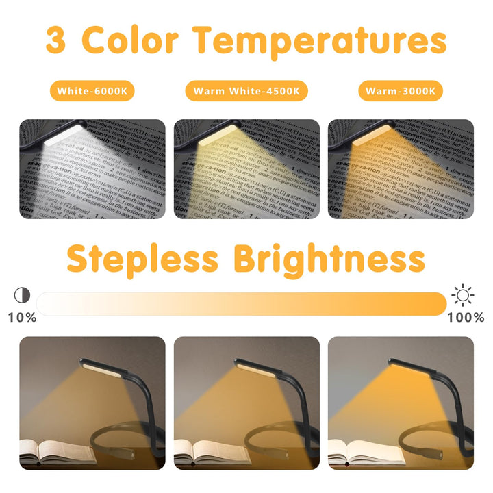 Alyvisun LED Neck Reading Light, Book Night Light for Reading in Bed, USB Rechargeable Light Adjustable Brightness Study Lamp Portable Flexible Arms Lamp for Book Lovers, Knitters Gifts