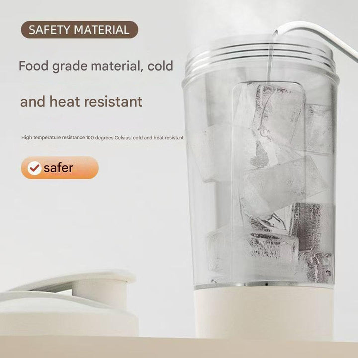 Electric Protein Shaker Bottle with USB Charging, Clear Glass with White Lid, 400ml Capacity, Portable Blender Cup with Measurement Markings