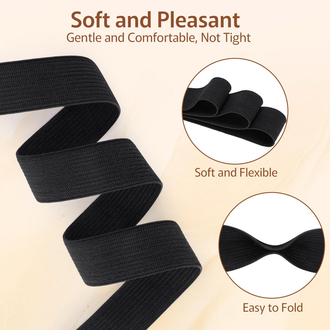 VynyQoo 20mm Elastic for Sewing, 2 Rolls 12m Long Thick Elastic Bands, White Elastic and Black Elastic for Crafts, Sewing, DIY Projects and Clothing