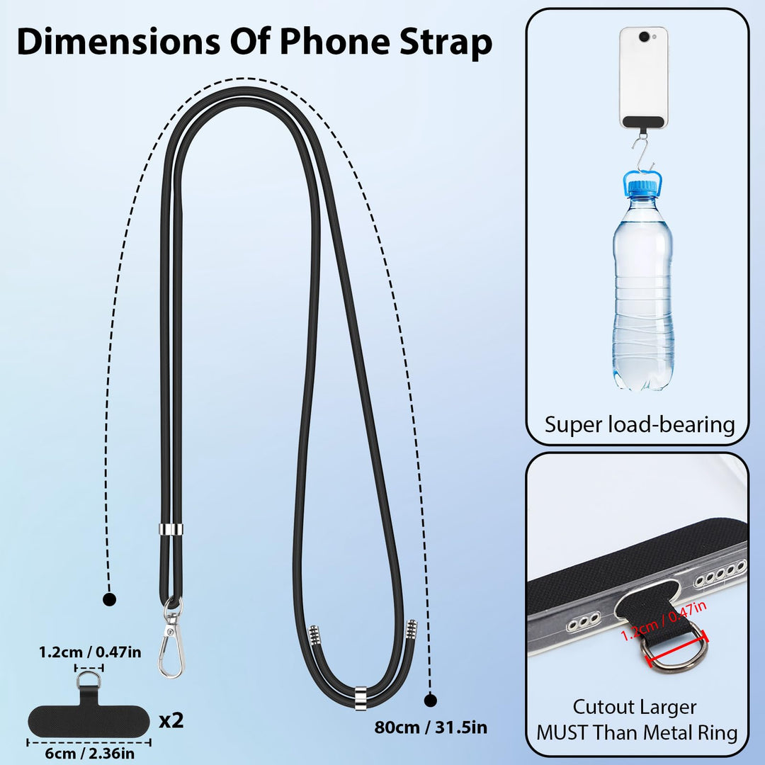 VynyQoo Phone Lanyard Adjustable 80cm, Phone Strap Anti Theft, Crossbody or Neck Lanyard