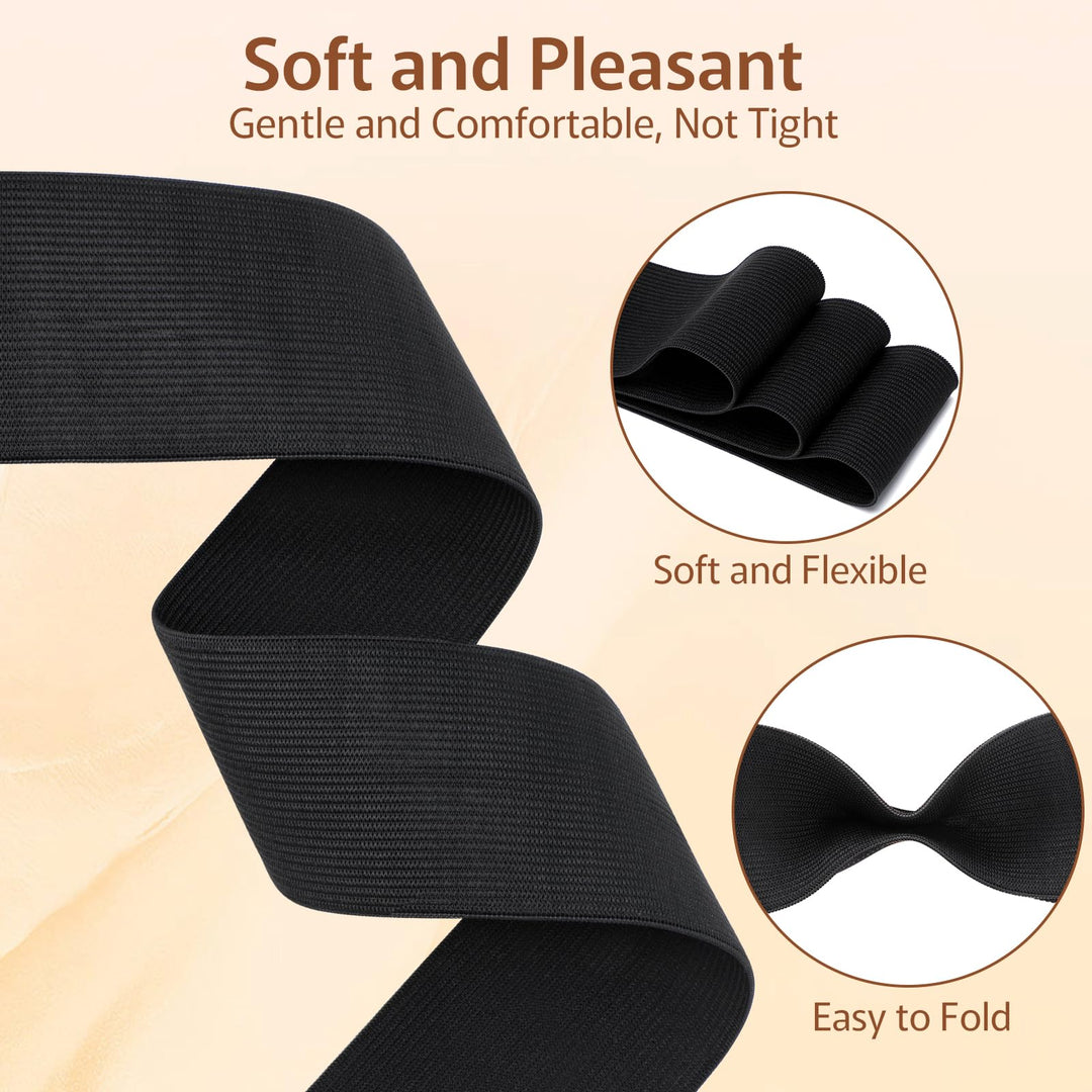VynyQoo 50mm Wide Elastic for Sewing, 2 Rolls 8m Long Thick Elastic Bands, White Elastic and Wide Elastic for Crafts, Sewing, DIY Projects and Clothing