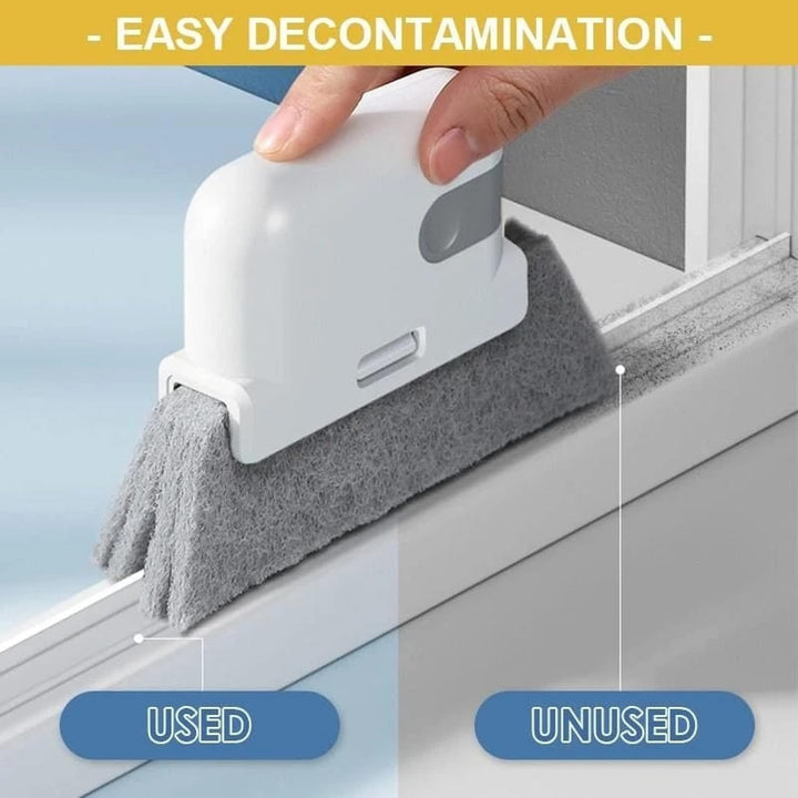 1PCS Gray Window Cleaning Brush, Multifucation Groove Cleaning Brush for Household Use, Window Sliding Door Track Cleaner, Sill, Tile Lines, Shutter, Car Vents, Keyboard, Small Spaces Clean