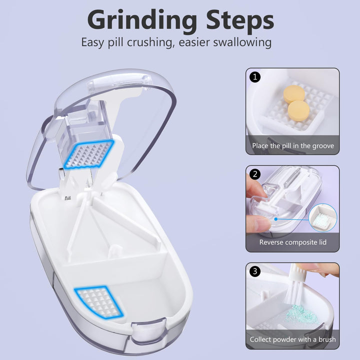 Alyvisun Pill Cutter for Small or Large Pills, Portable Pill Splitter & Tablet Cutter, V-Shaped Cutting with Grinding, Auto Slides Out Pill, Safety Blade Guard & Sliding Storage (Transparent)
