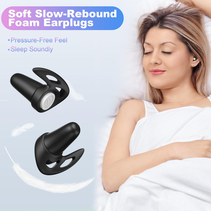 Alyvisun 2 Pair Noise Cancelling Ear Plugs for Sleep with Portable Storage Cases, Reusable Silicone Sleeping Ear Plugs and Ultra Soft Foam Earplugs in Different Sizes, Max 25dB