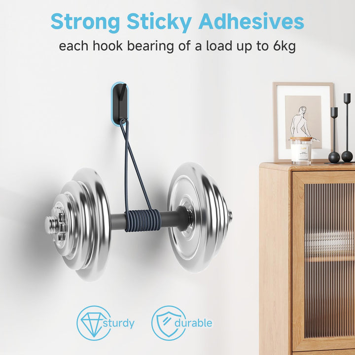 Alyvisun 5Pcs Self Adhesive Hooks, Stainless Steel Stick On Wall Hanging Hooks Heavy Duty, Strong Adhesive Sticky Hooks for Bathroom, Kitchen, Cupboard, Back of Door (Black)