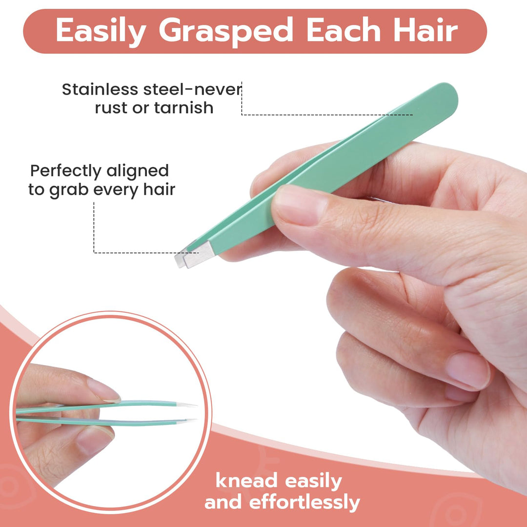 Alyvisun Pack of 5 Portable Tweezers, Professional Stainless Steel Tweezers, Eyebrow Plucking, Textured Non-Slip Coating, Suitable for Ingrown Hair for Men and Women (Multi-Colour)