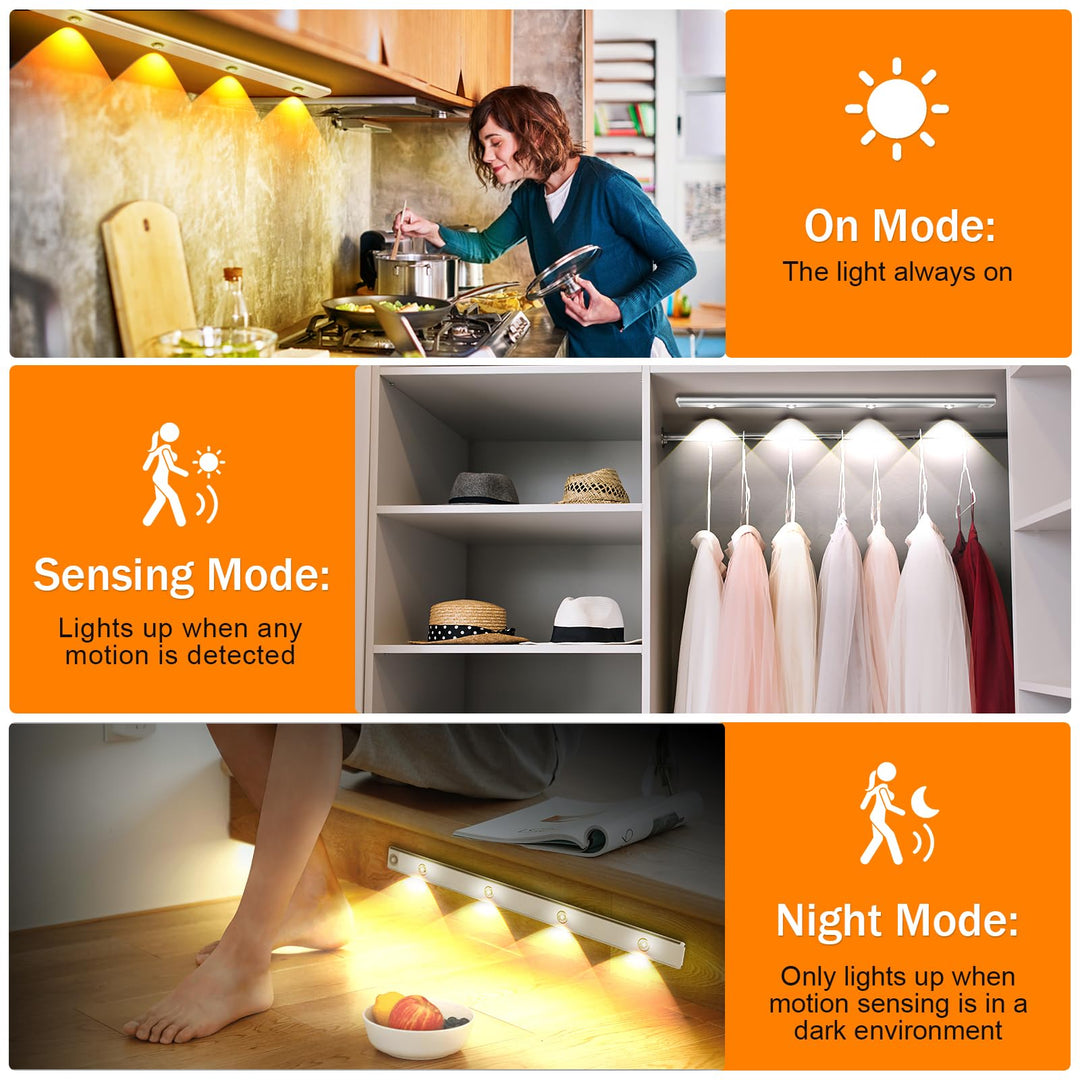 Alyvisun 60CM Rechargeable LED Under Cabinet Light [Cat Eye Hill Corrugated Illumination] with Motion Sensor– Magnetic Installation, 3 Adjustable Colour Temperatures & Stepless Dimming [Energy Class A]