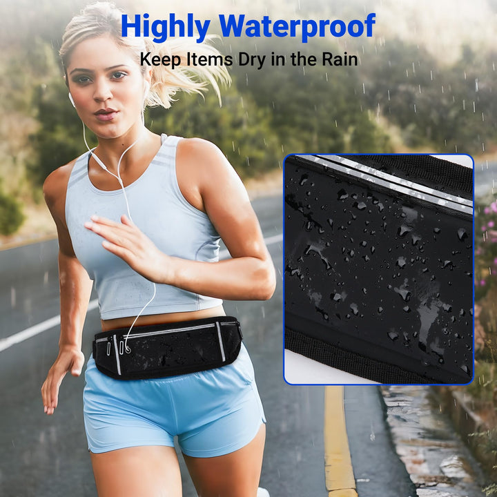 Alyvisun Running Belt, Adjustable Elastic Strap Waistpacks Waterproof Fitness Money Belt Large Capacity Running Bum Bag for Workouts, Exercise, Cycling, Walking, Travel & Outdoor Activities