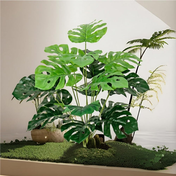 Faux Artificial Monstera Plant Without Potted Real Looking Vivid Artificial Turtle Tree for Home Events Decoration