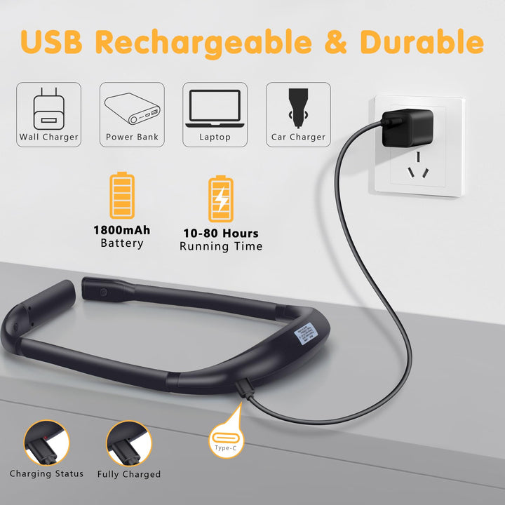 Alyvisun LED Neck Reading Light, Book Night Light for Reading in Bed, USB Rechargeable Light Adjustable Brightness Study Lamp Portable Flexible Arms Lamp for Book Lovers, Knitters Gifts