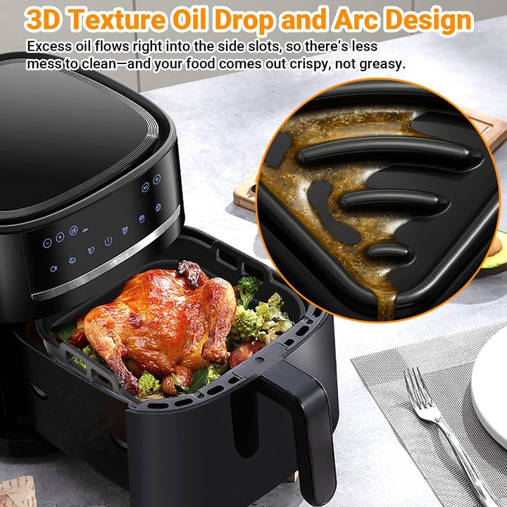 Alyvisun Silicone Oil Brush, 2PCS Airfryer Liners Foldable Baking Trays Reusable Air Fryer Rack Versatile Accessories Baskets Square Inserts for Microwave, Oven