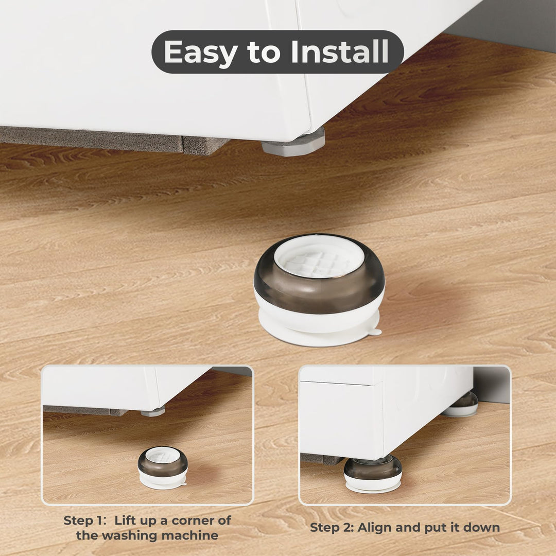 Alyvisun Washing Machine Feet Pads, 4PCS Universal Anti Vibration Slip Foot Mat Shock Absorber Base Support Stand for Dryer, Dishwasher (White), One Size