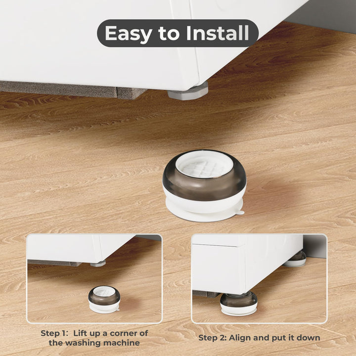 Alyvisun Washing Machine Feet Pads, 4PCS Universal Anti Vibration Slip Foot Mat Shock Absorber Base Support Stand for Dryer, Dishwasher (White), One Size