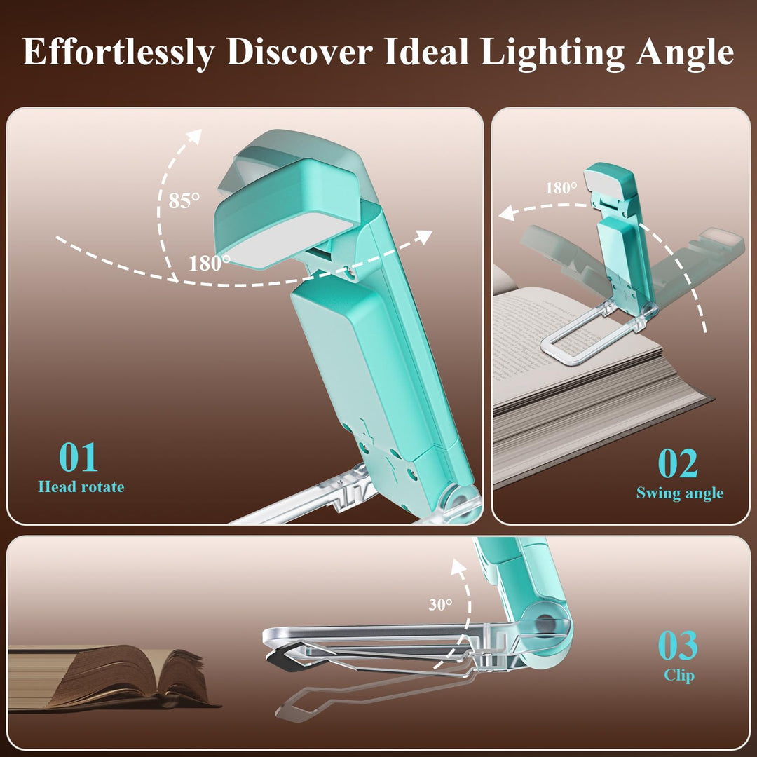 Alyvisun Reading Light, 3 Color Modes & 5 Dimmable Brightness Book Light, [Timer Feature & USB Rechargeable] Reading Lamp, Clip on Lamp for Books in Bed, 80-hr Battery Life(Blue)