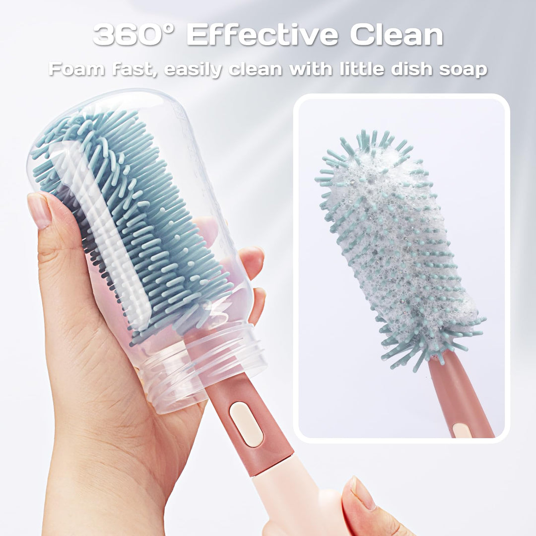 Alyvisun Bottle Brush 3-in-1 Set, Silicon, red, One Size