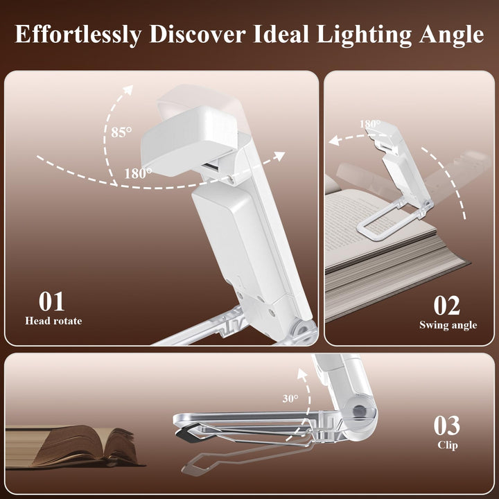Alyvisun Reading Light, 3 Color Modes & 5 Dimmable Brightness Book Light, [Timer Feature & USB Rechargeable] Reading Lamp, Clip on Lamp for Books in Bed, 80-hr Battery Life(White)