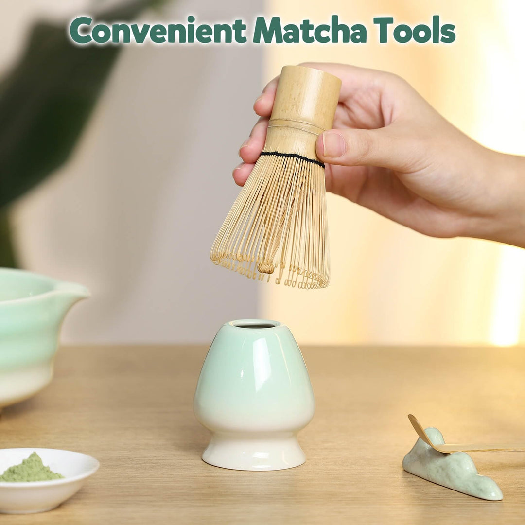 Matcha Tea Set, 7 Pcs Matcha Kit with Matcha Whisk, Matcha Bowl and Spoon, Matcha Whisk Set for Matcha Lovers Making Breakfast, Latte, Gift for Matcha Beginners