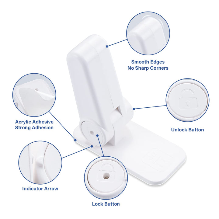 Alyvisun Door Handle Lock for Children, Baby Safety Door Lock Without Drilling, Self-Adhesive Door Lever Lock for Childproof & Petproof (2Pcs, White)