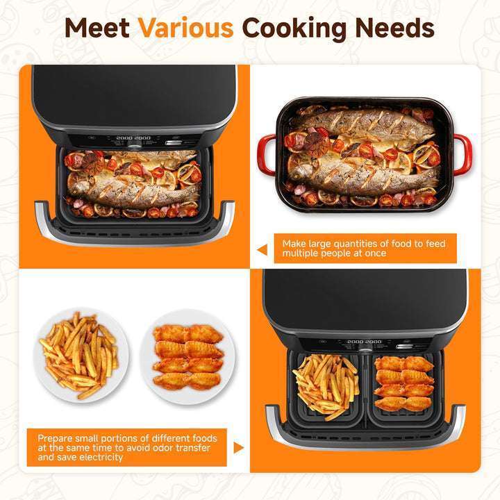 Alyvisun Silicone, 3PCS Airfryer Liners Foldable Baking Trays Reusable Rack Versatile Accessories Baskets Rectangle Inserts for 10L/10.4L Air Fryer
