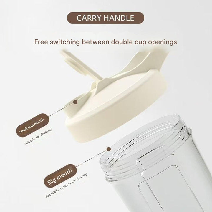 Electric Protein Shaker Bottle with USB Charging, Clear Glass with White Lid, 400ml Capacity, Portable Blender Cup with Measurement Markings