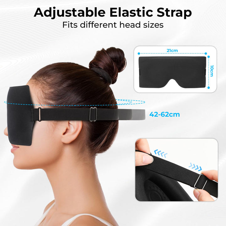Alyvisun Blackout Sleep Mask, Deepen Eye Contour, [Zero Pressure & Breathable] 3D Eye Mask for Sleeping with Adjustable Strap, for Travel, Home, Nap, Black