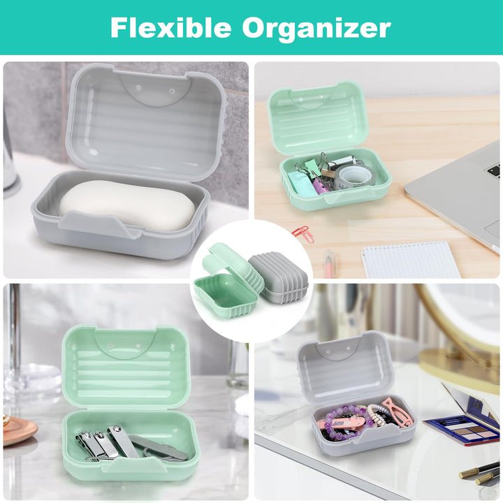 Alyvisun Portable Dish, Green & Grey, Soap Box with Raised Bottom