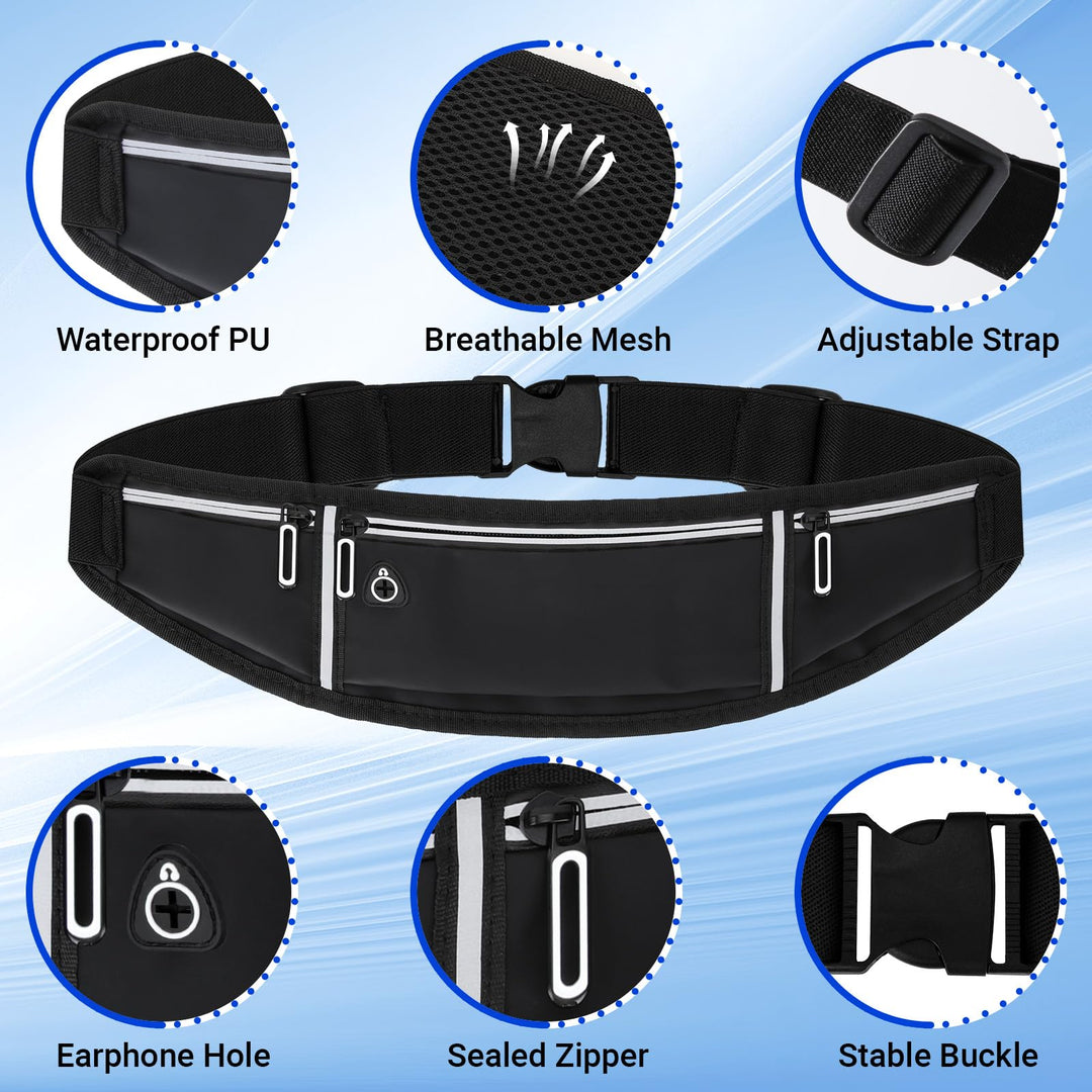 Alyvisun Running Belt, Adjustable Elastic Strap Waistpacks Waterproof Fitness Money Belt Large Capacity Running Bum Bag for Workouts, Exercise, Cycling, Walking, Travel & Outdoor Activities