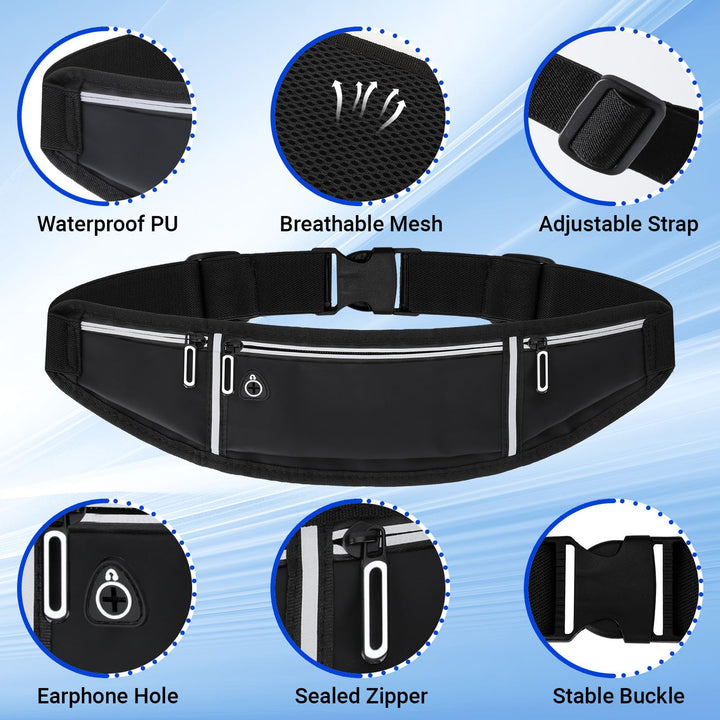 Alyvisun Running Belt, Adjustable Elastic Strap Waistpacks Waterproof Fitness Money Belt Large Capacity Running Bum Bag for Workouts, Exercise, Cycling, Walking, Travel & Outdoor Activities