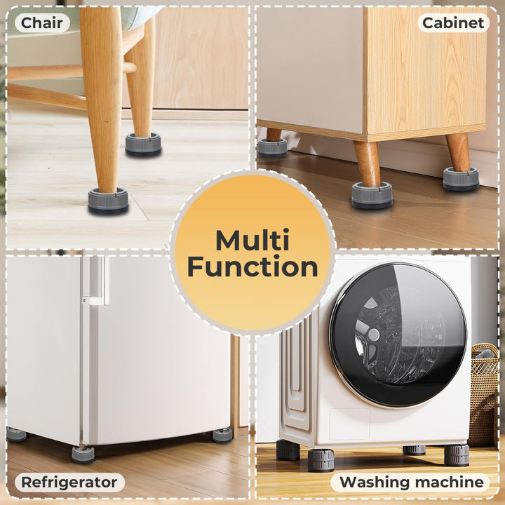 Alyvisun Washing Machine Feet Pads, 4PCS Universal Anti Vibration Slip Foot Mat Shock Absorber Base Support Stand for Dryer, Dishwasher, One Size
