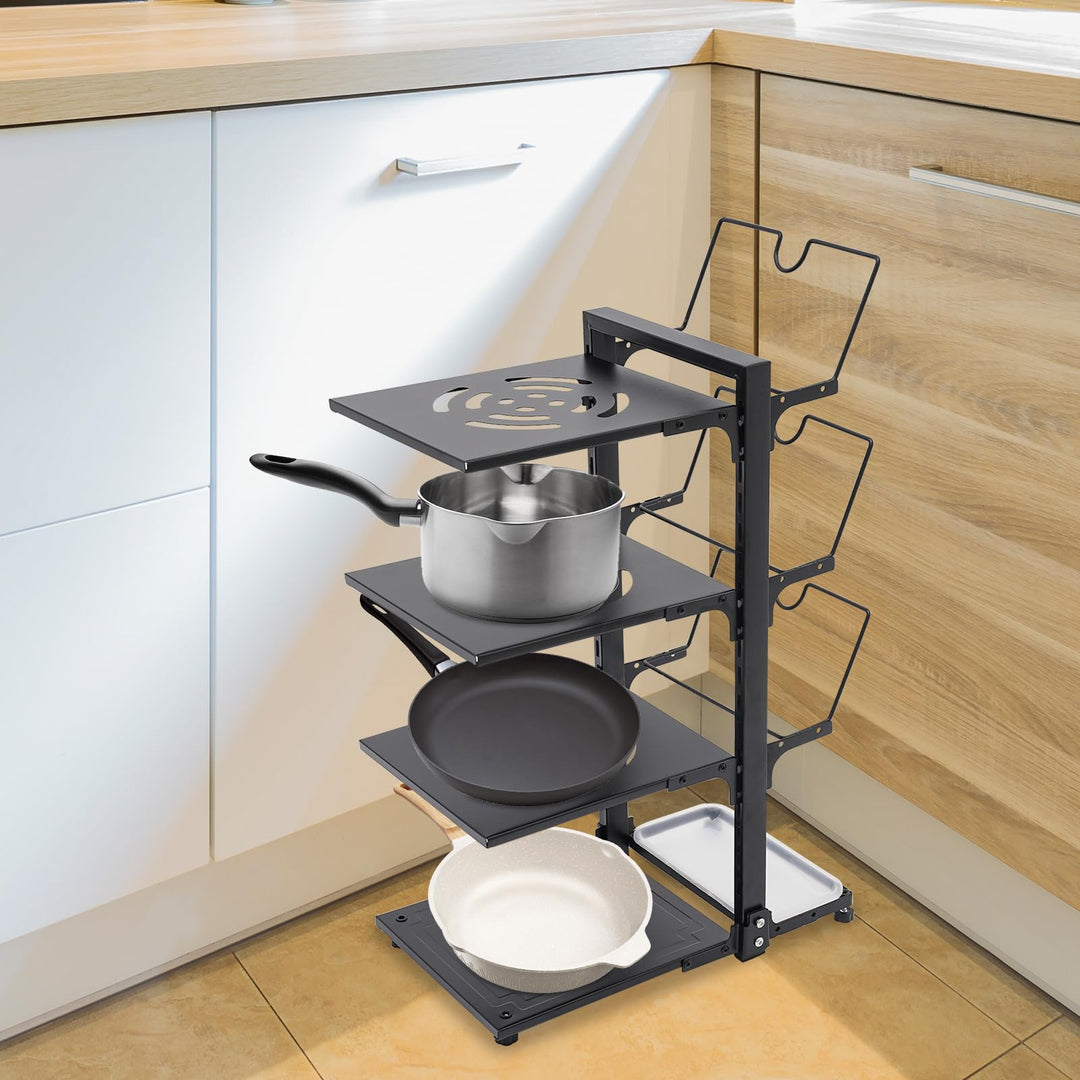 Kitchen Shelves Household Multi-layer Put Pot Rack Multifunctional Countertop Under the Sink Cabinet Kitchen Storage Racks(Black)