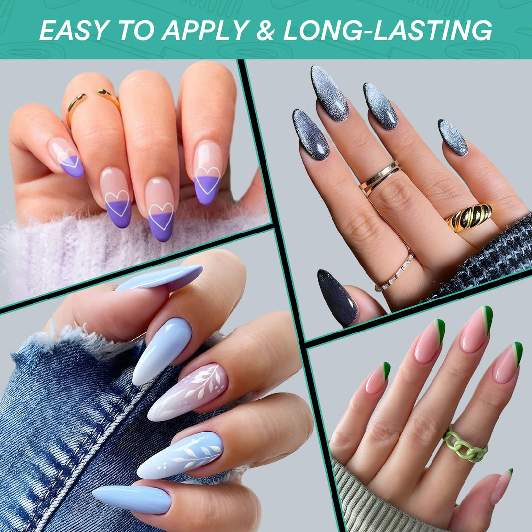 Alyvisun Acrylic Fake Press On Nail Tips, 550 Pcs Clear False Nails Kit in 11 Sizes with 240 Pcs Soft Gel Nail Stickers Set, Full Cover Half Matte