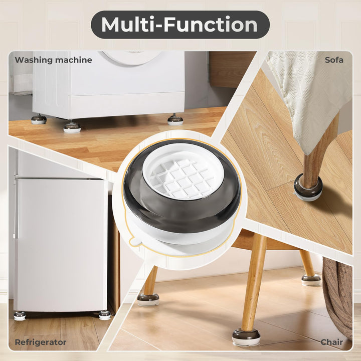 Alyvisun Washing Machine Feet Pads, 4PCS Universal Anti Vibration Slip Foot Mat Shock Absorber Base Support Stand for Dryer, Dishwasher (White), One Size
