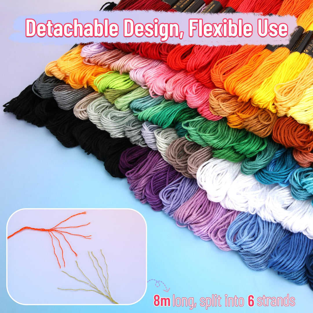 VynyQoo 120PCS Embroidery Threads Kits, 8m (6 Strand) Cross Stitch Threads, 102 Colours Embroidery Floss for Embroidery, DIY Crafts & Sewing Projects – Ideal for Adults & Beginners
