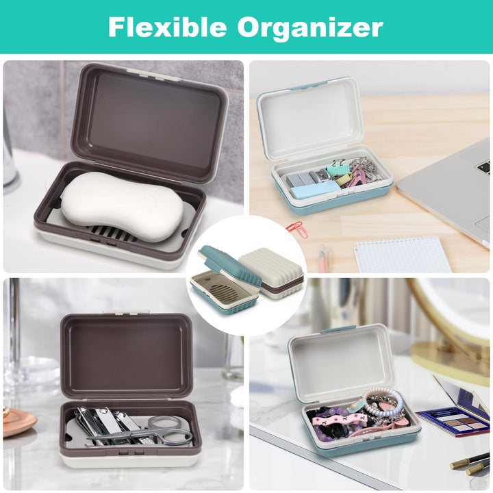 Alyvisun Portable Dish, Green & White, Soap Box with Draining Board